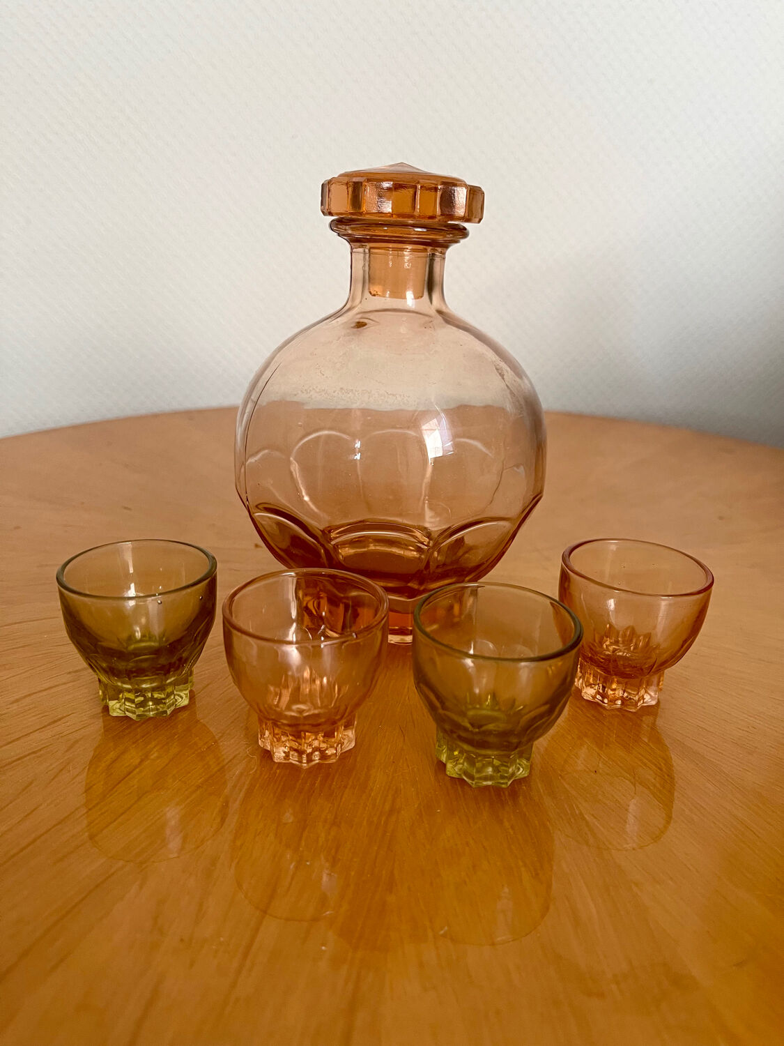 Carafe art déco vintage et ses 4 verres