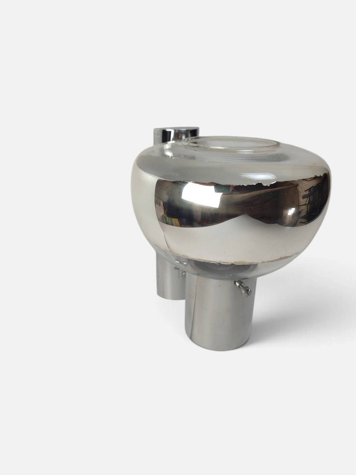 Space Age wall light in chrome with glass globe – 1970s