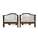 19th Century Biedermeier Mahogany Feather Two Armchairs and Sofa, Vienna