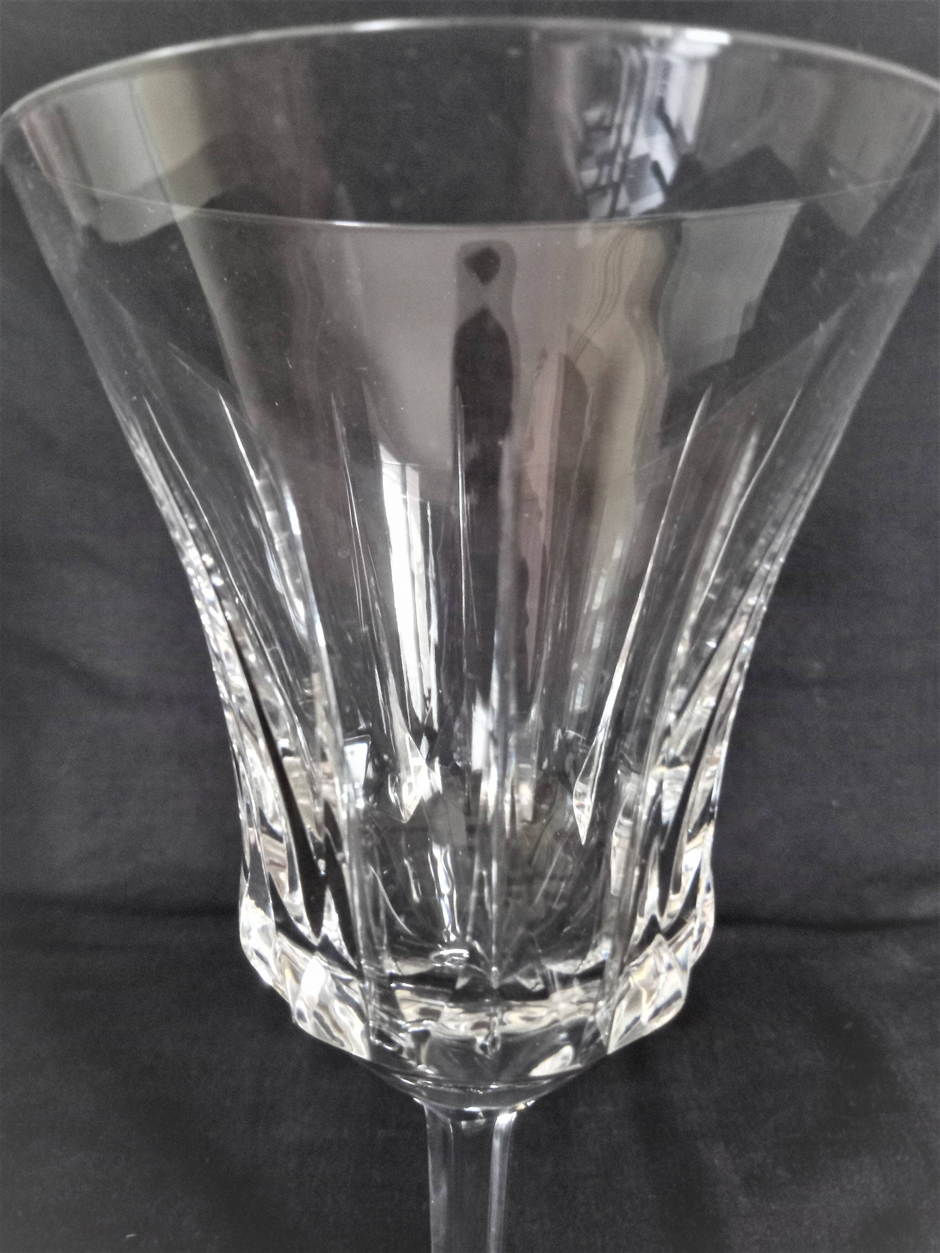 Set of 6 water glasses and 6 wine glasses in cut crystal Val Saint Lambert