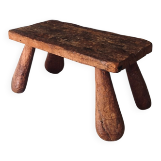 Brutalist Handcrafted Carved Oak Coffee Table, Belgium, 1960s