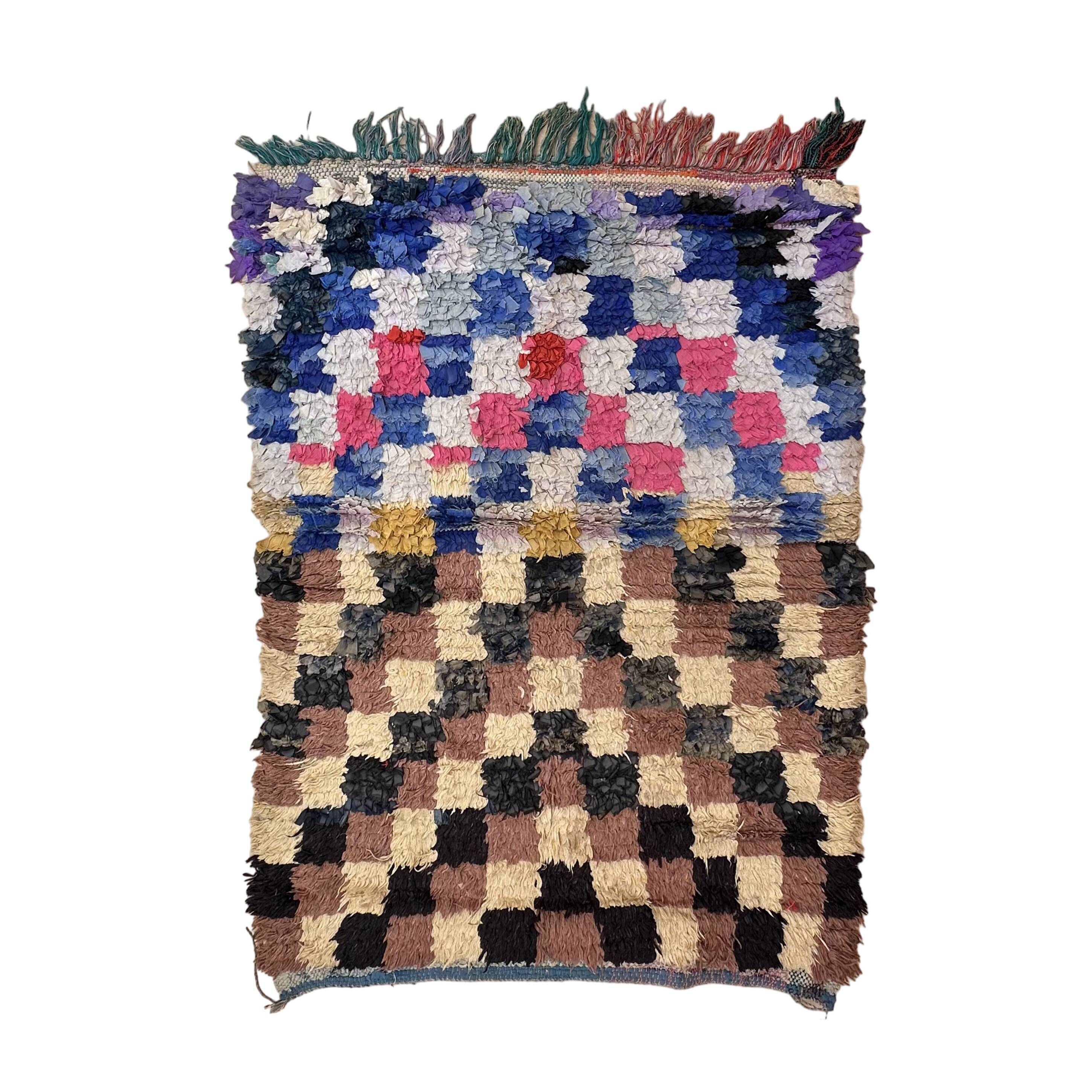 Colorful Boucherouite Berber rug - 93 x 134 cm