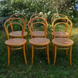 Set of 6 caned bistro chairs