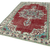 Turkish hand-knotted rustic 1970s beige carpet 190 cm x 291 cm