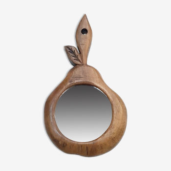 Hand carved wooden pear mirror