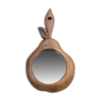 Hand carved wooden pear mirror