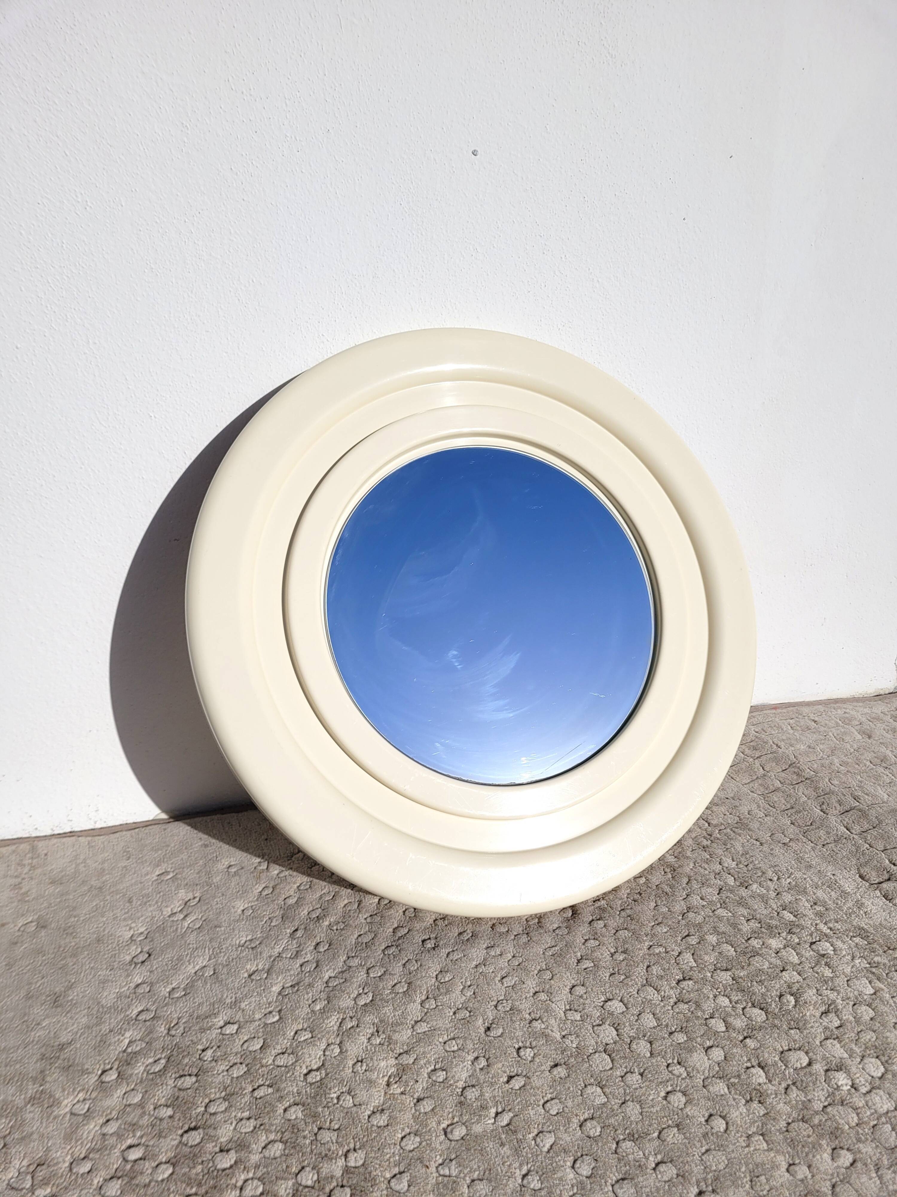 Round mirror white 50cm vintage 1970