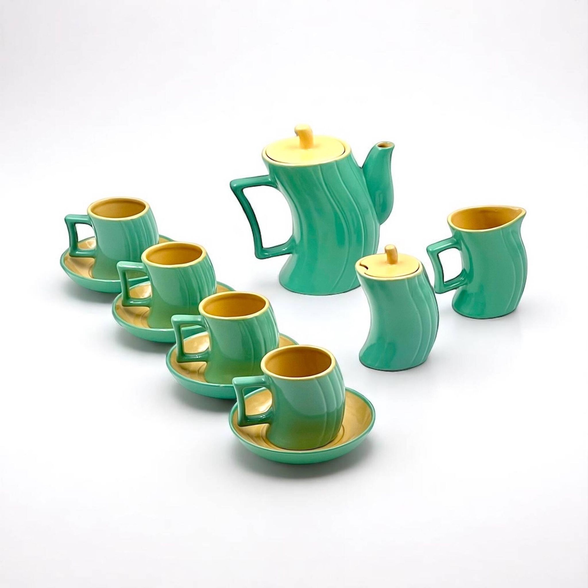 1980s Memphis Naj Oleari Coffee / Tea Set – Iosa Ghini Design Unused in Box
