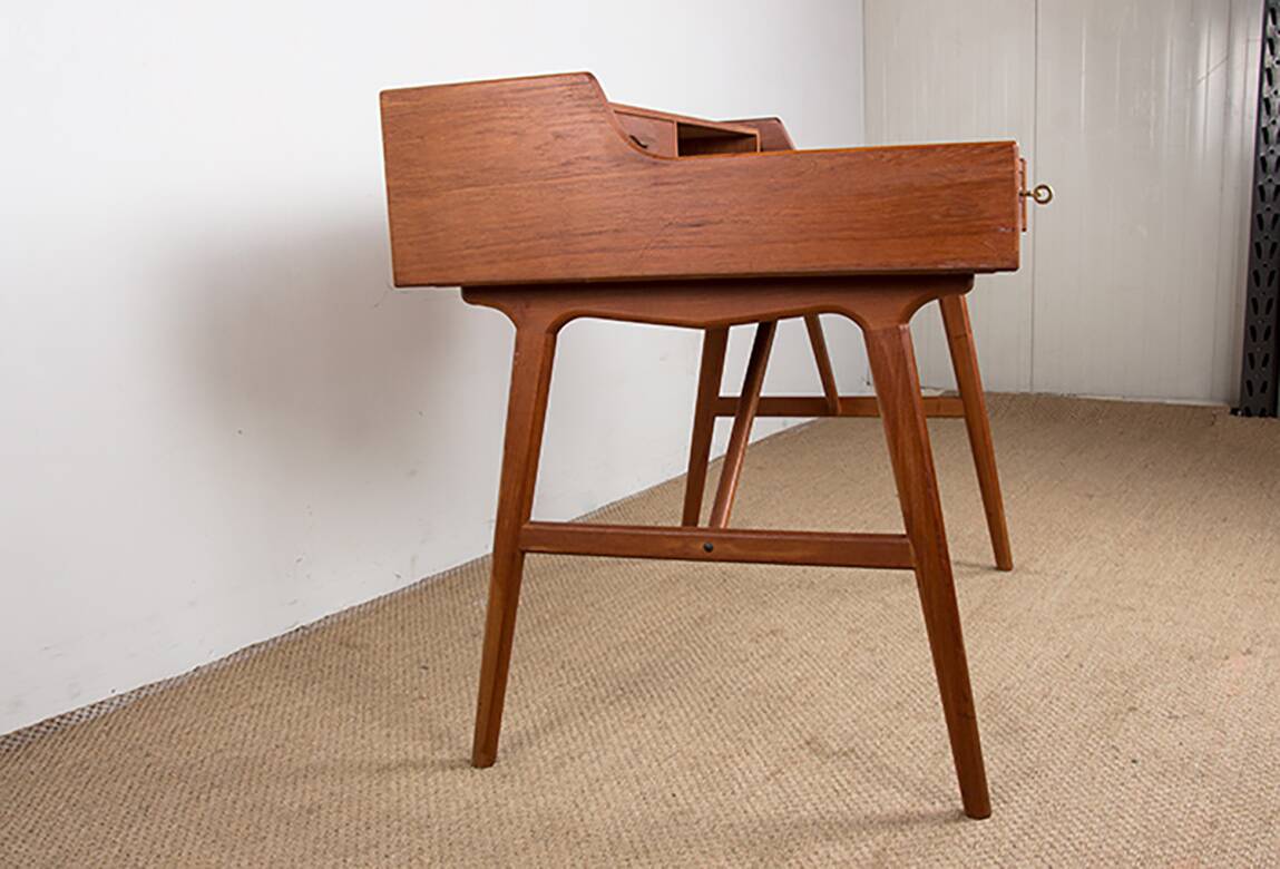 Danish teak desk, model 56, by Arne Wahl Iversen/Vinde Mobelfabrik.