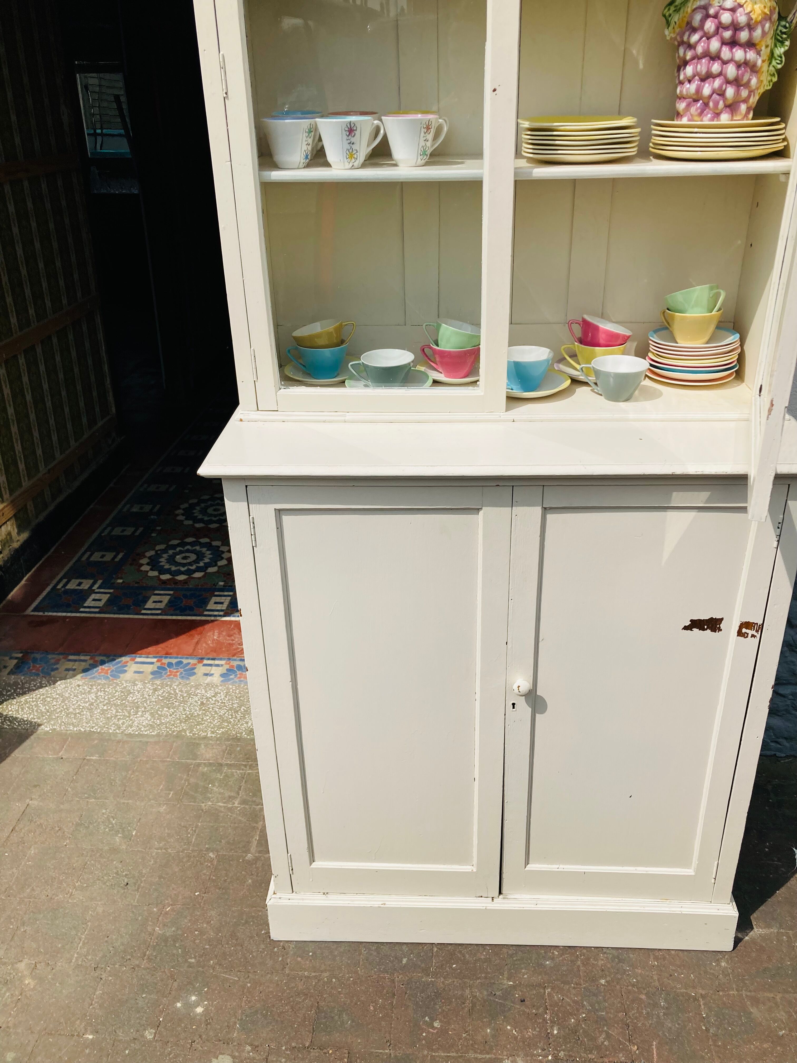 White patina glazed sideboard