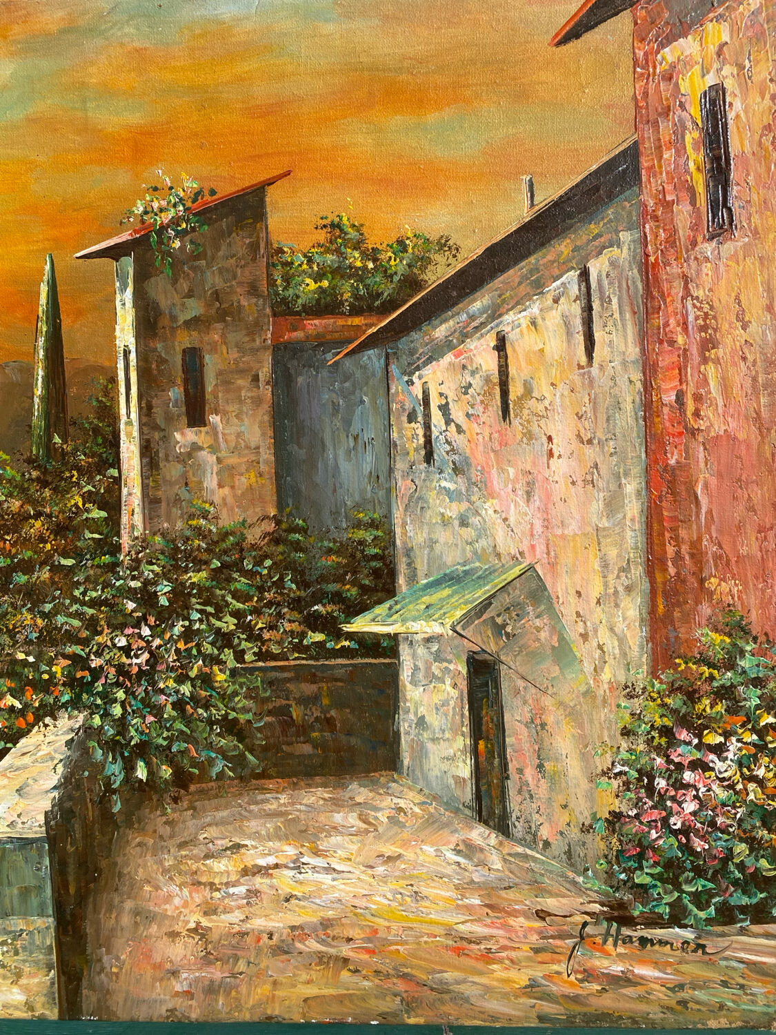 Mediterranean sunset oil on canvas signed