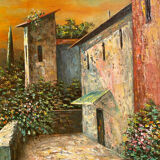 Mediterranean sunset oil on canvas signed