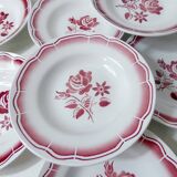 9 FB Digoin pink soup plates