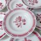 9 assiettes creuses FB Digoin rose