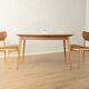 Classic extendable dining table from the 1950s, solid ash wood, new cream white Resopal top