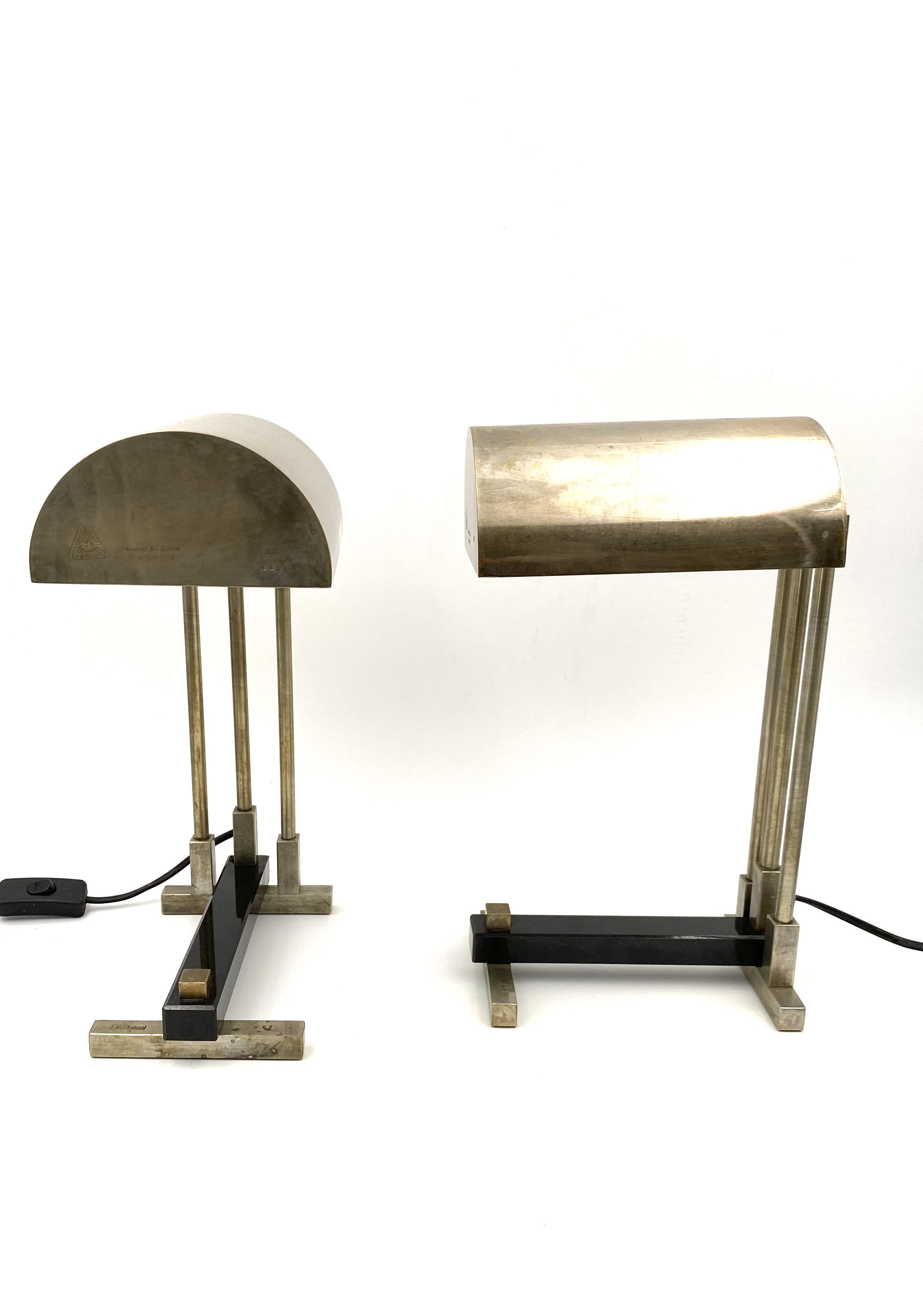 Diamant Art Studio Pair of Bauhaus cubist shaped Lamps. Marked 'New York 1938' & Numbered