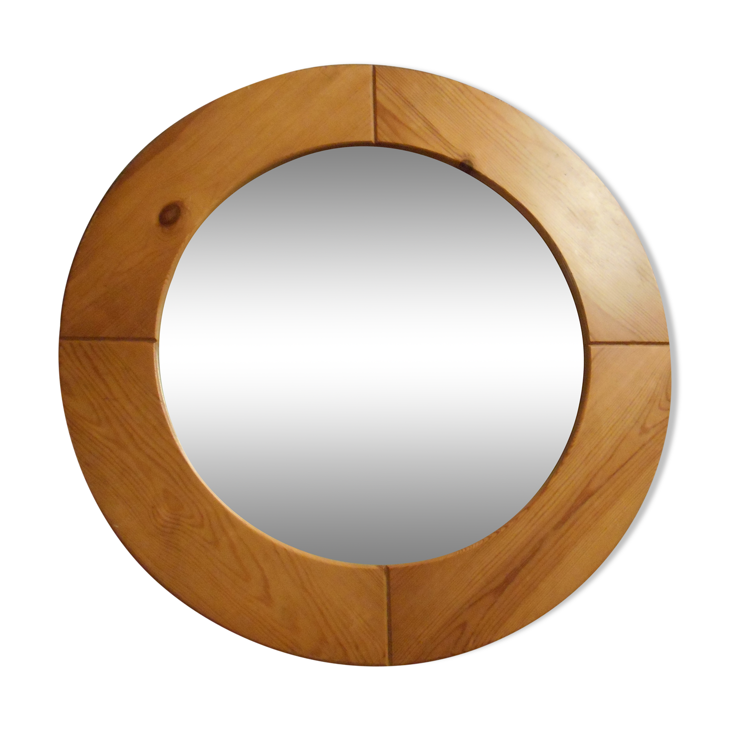 Round mirror round wood 80 - 60x60cm