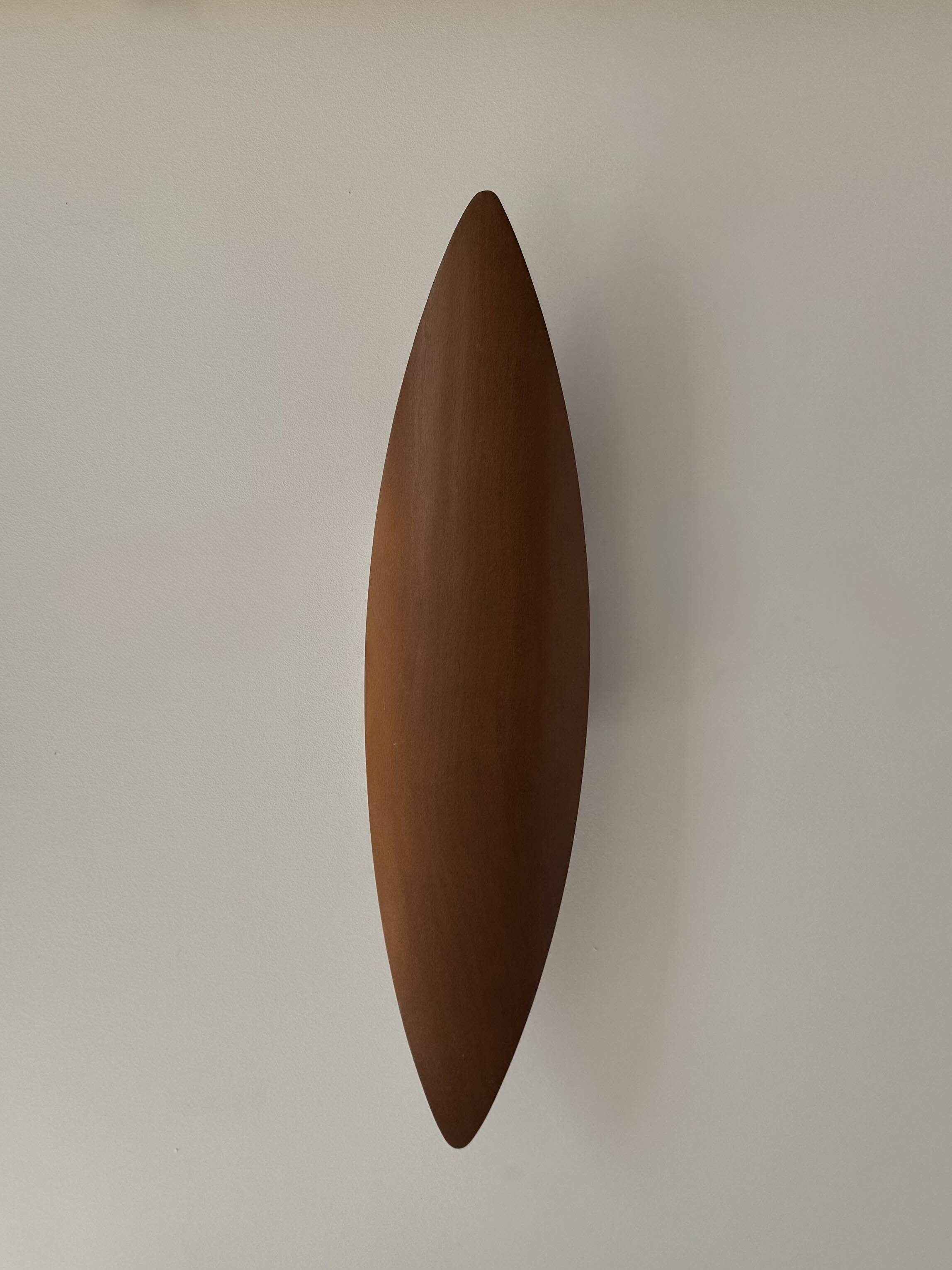 XL vintage wall lamp, thermoformed wood, France, 1970