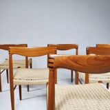 6 wood and rope chairs by Henry Klein for Bramin, 1960s