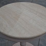 Petite table basse ronde travertin/bout de canapé années 80/90