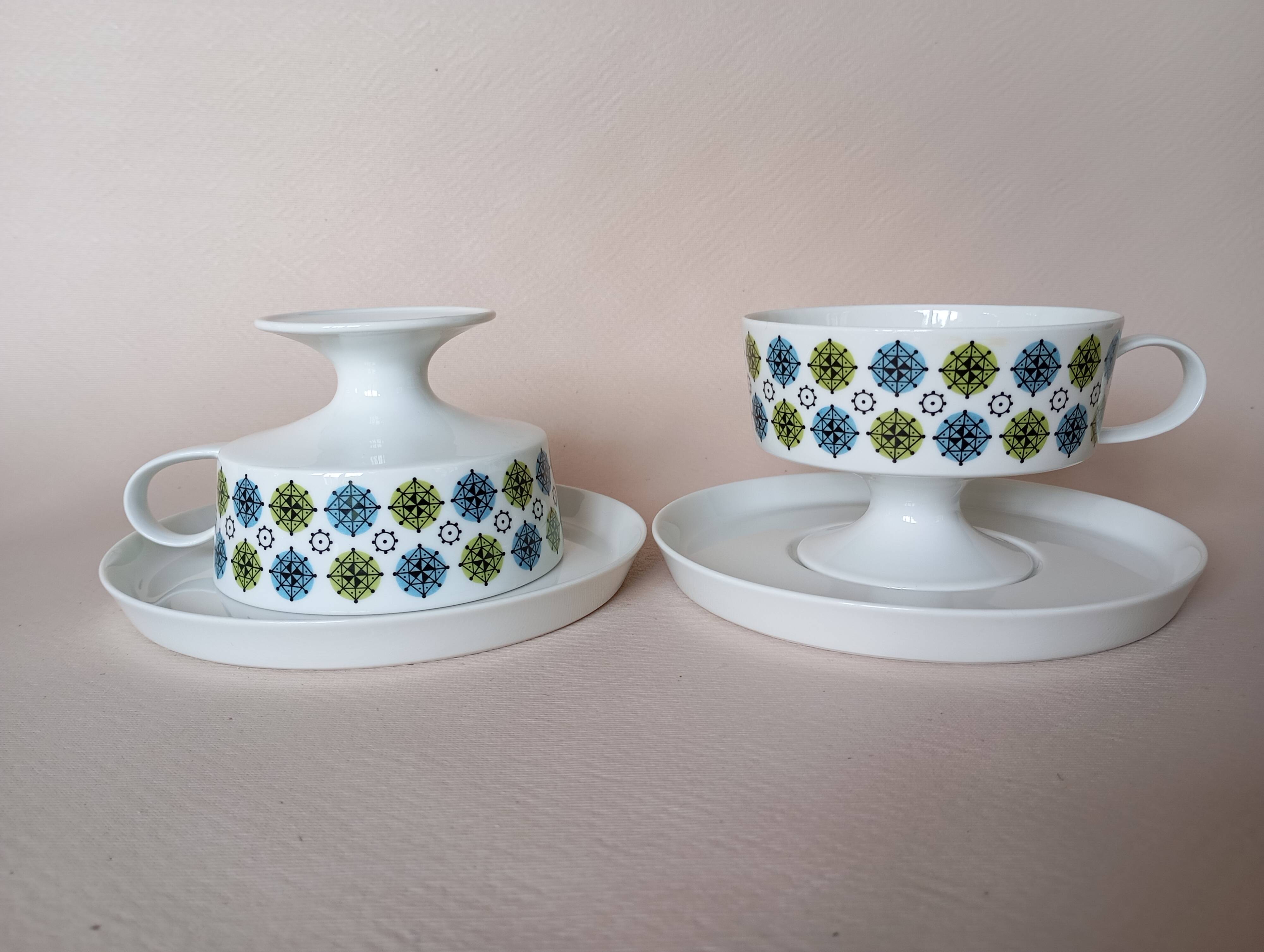 Service 8 cups "Rosette Taïga" Tapio Wirkkala & Ute Schröder for Rosenthal, ca 1970