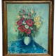 Huile william marcel clochard bouquet de fleurs roses coquelicots