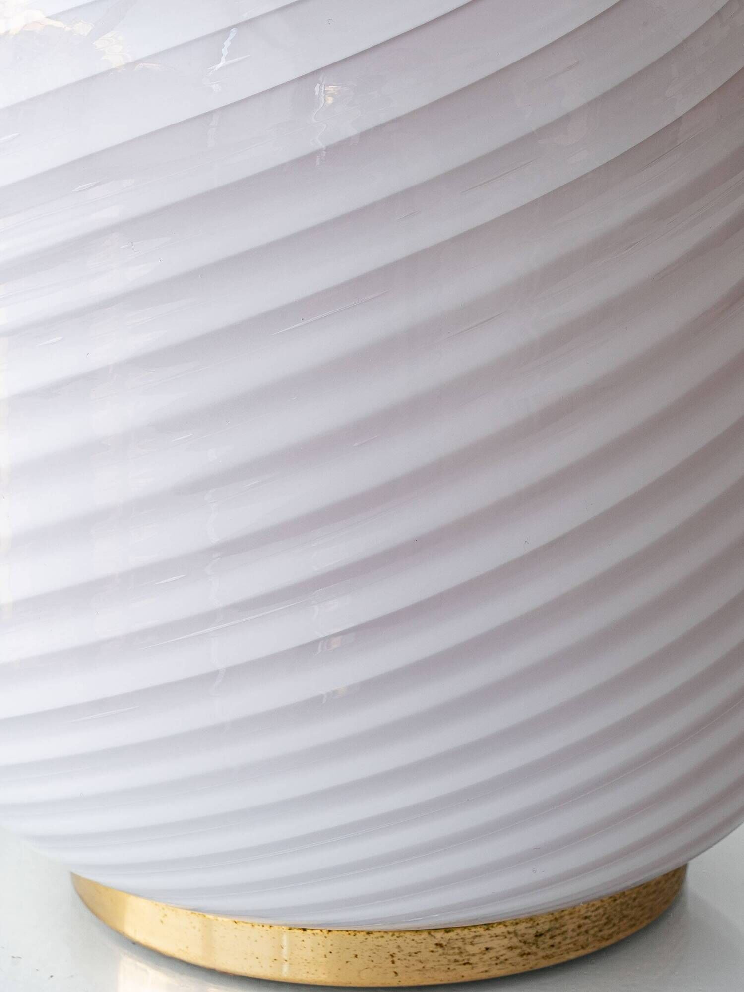Murano Glass Table Lamps from the 1970s, White Opaline and Brass