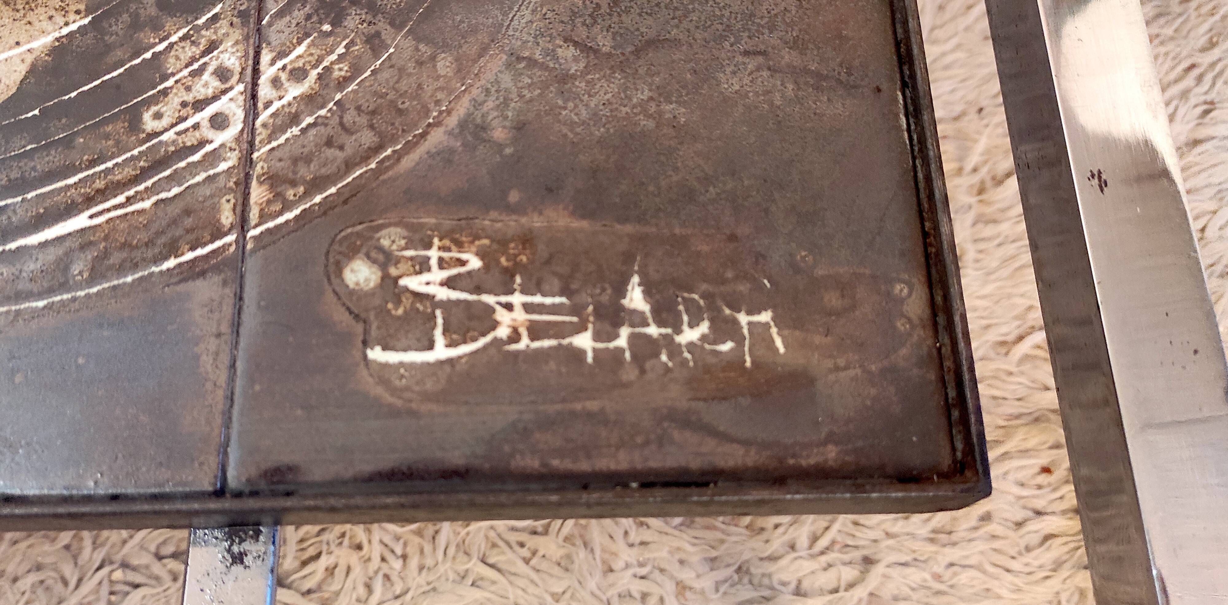 Ceramic and metal coffee table - signed Belarti - 1960s/70s