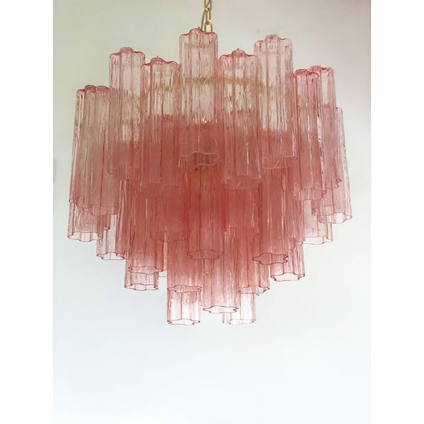 Contemporary Scenographic Pink “Tronchi” Murano Glass Chandelier