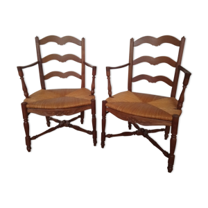 2 fauteuils en bois assise