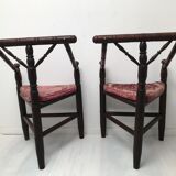 Pair of antique English triangular armchairs 1900s