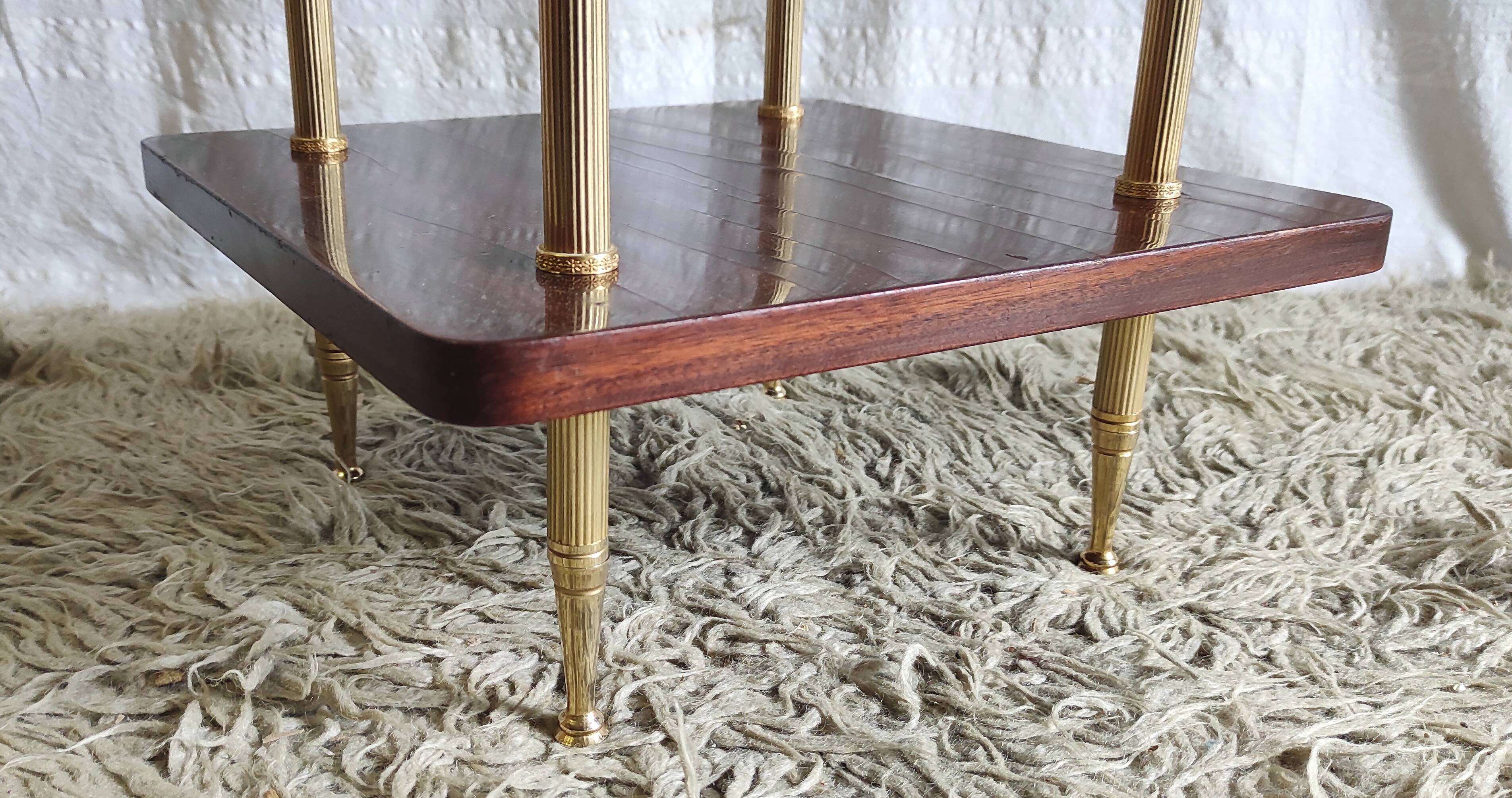 Fifth wheel in brass, glass and wood - 50s/60s
