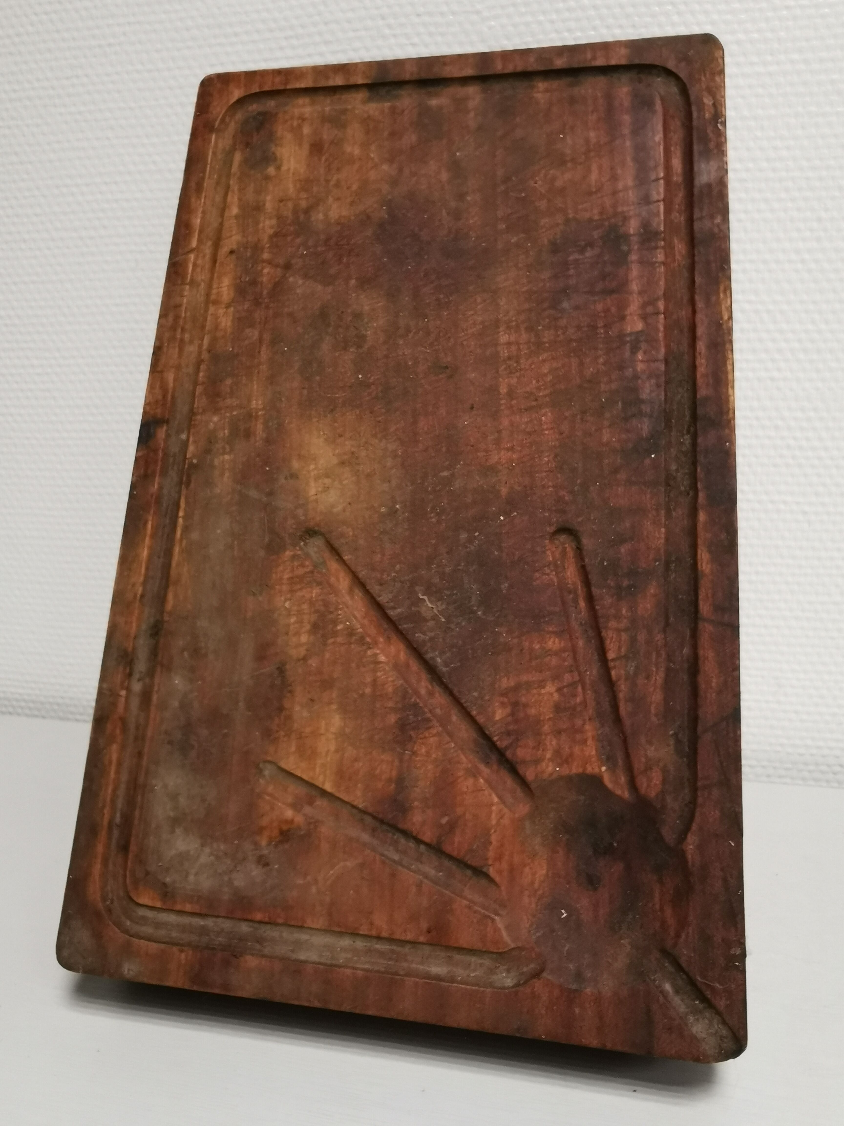 Old Wooden Cutting Board with drawer for knives. block...