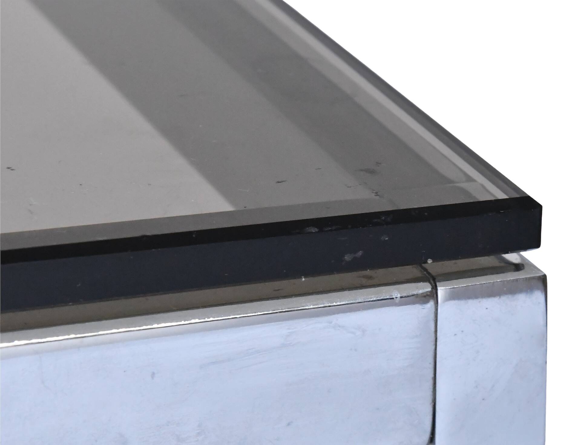 Coffee table in chrome steel and glass by Florence Knoll