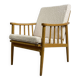 Reupholstered Scandinavian oak armchair, Eastern European origin, 70s-80s