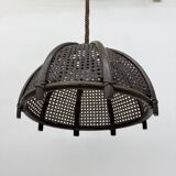 Vintage rattan and webbing hanging lamp 1970s retro