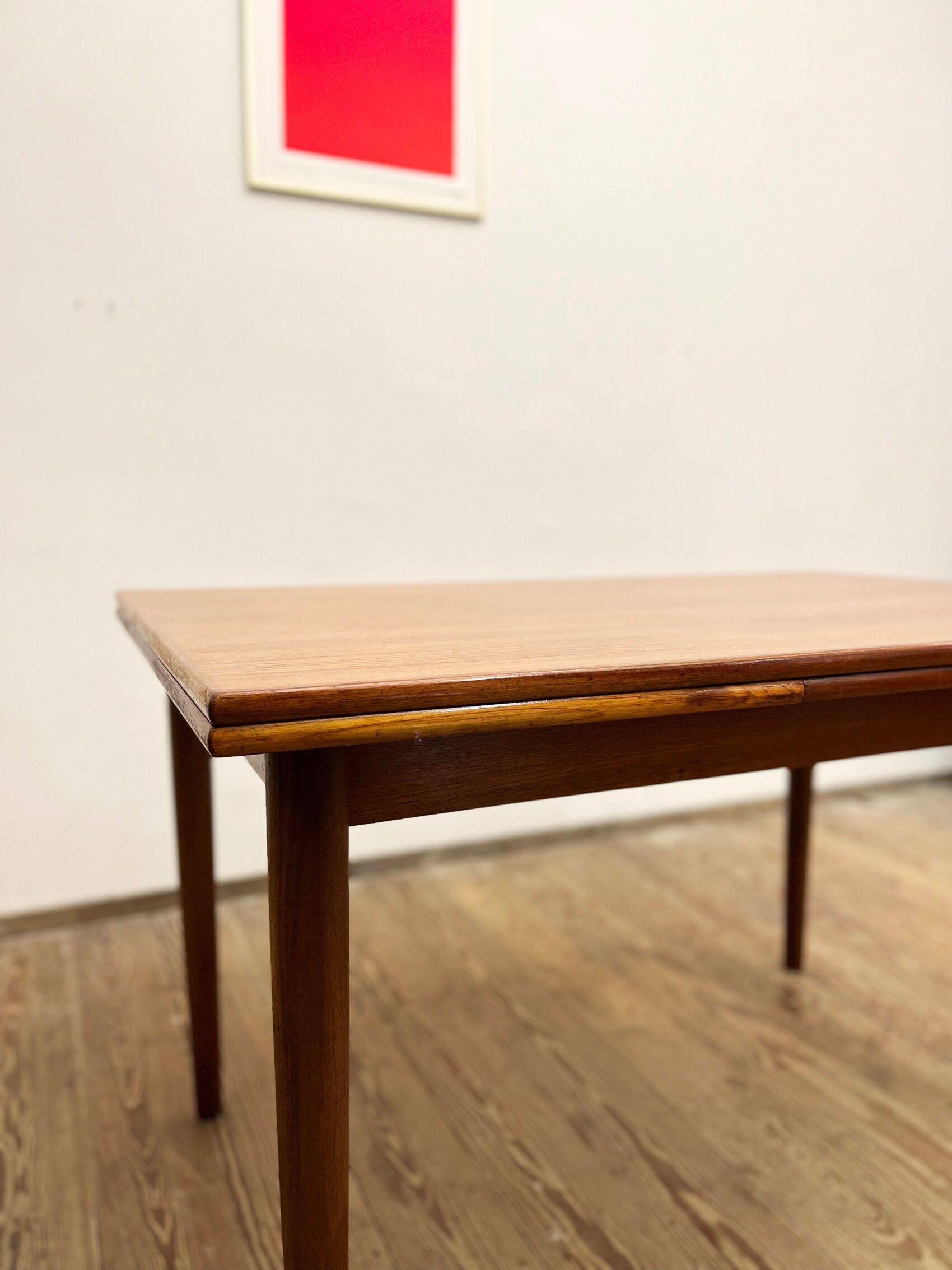Extendable Mid Century Teak Dining Table with pull out leaves, Denmark, 1950s