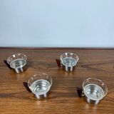 Set of 4 metal and glass cups, 1970