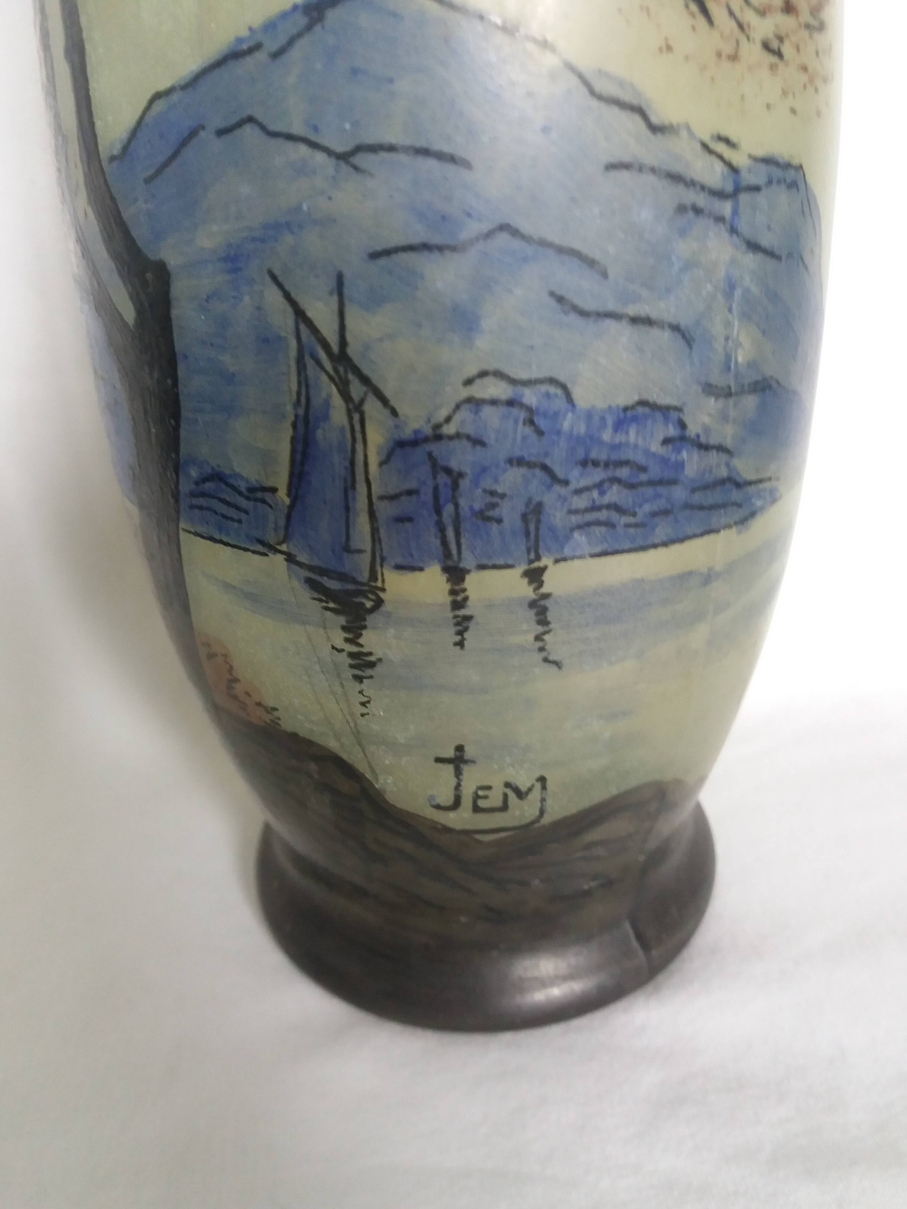 Vase with painted decoration signed Jem Joseph Mure