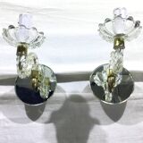 Pair of glass and mirror sconces