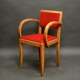 Pair of red bridge armchairs, 1950s