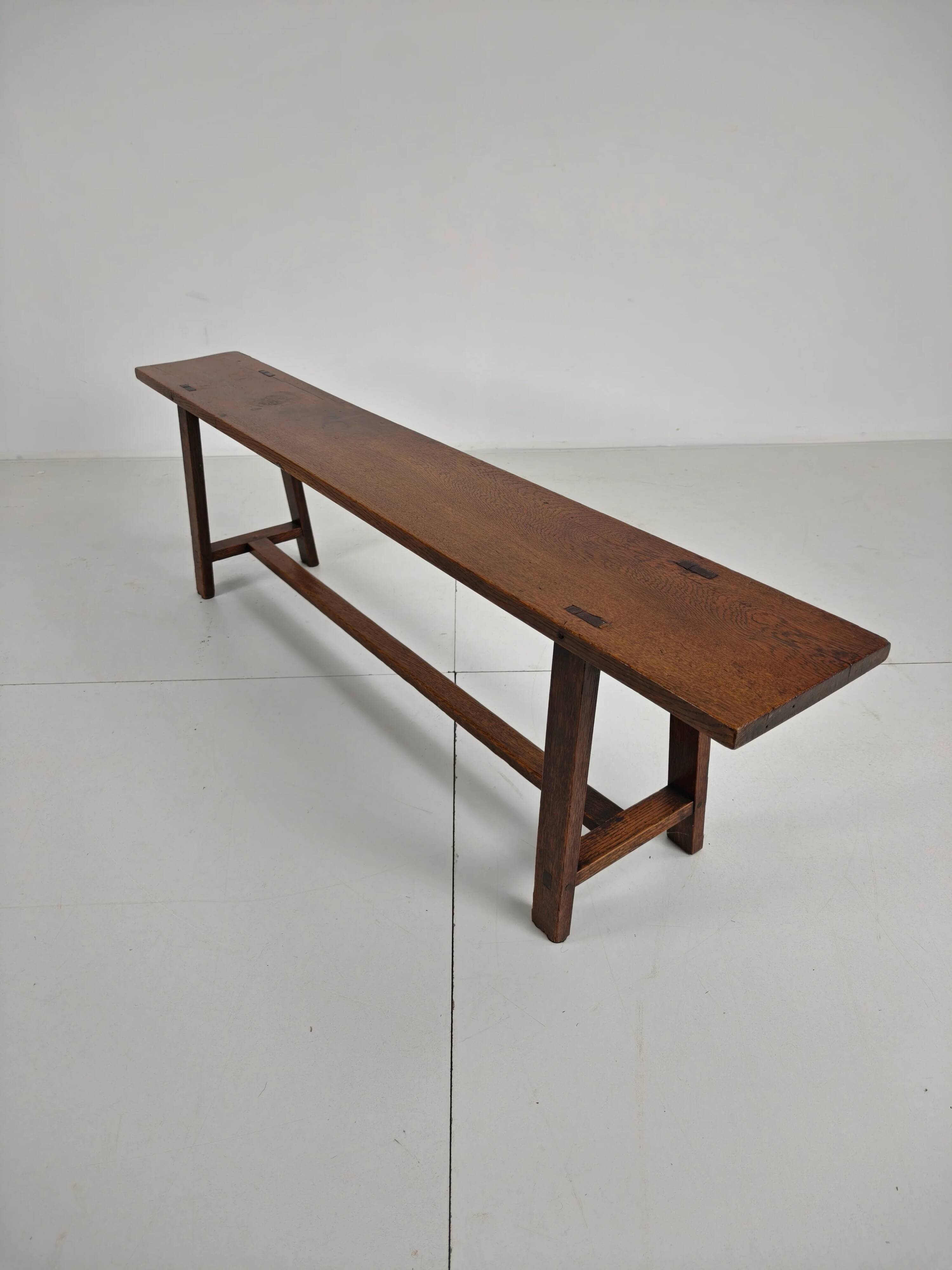 Pair of 19th century French rustic benches – solid oak