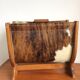 Review door from the 50s and 60s in wood and cowhide