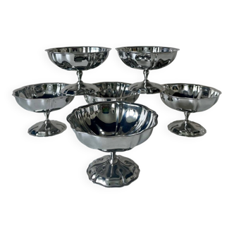 6 coupes à dessert en inox vintage 70