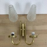 1950s brass and tulip Bubble wall lamp