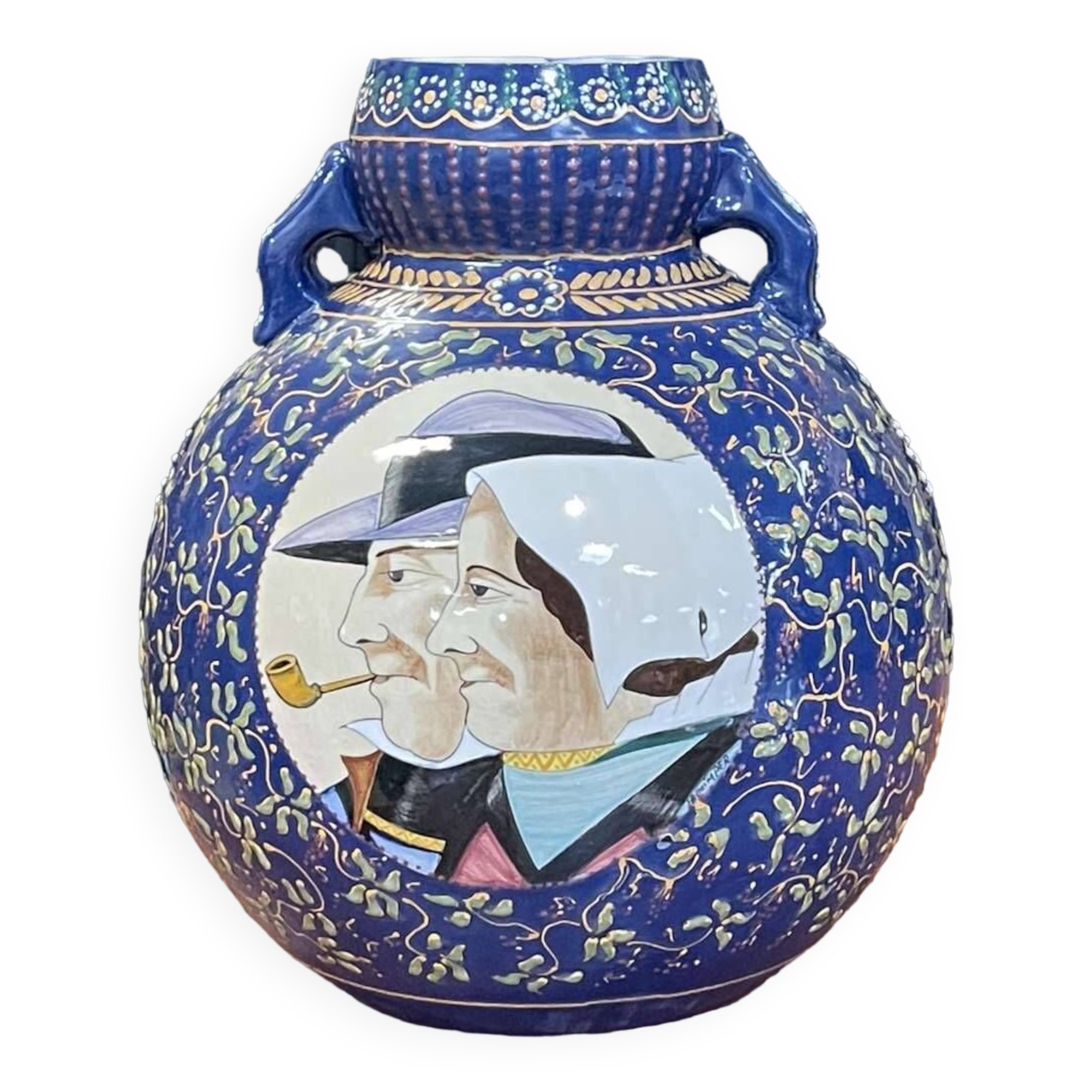 Vase in Quimper earthenware 1930s