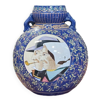 Vase in Quimper earthenware 1930s