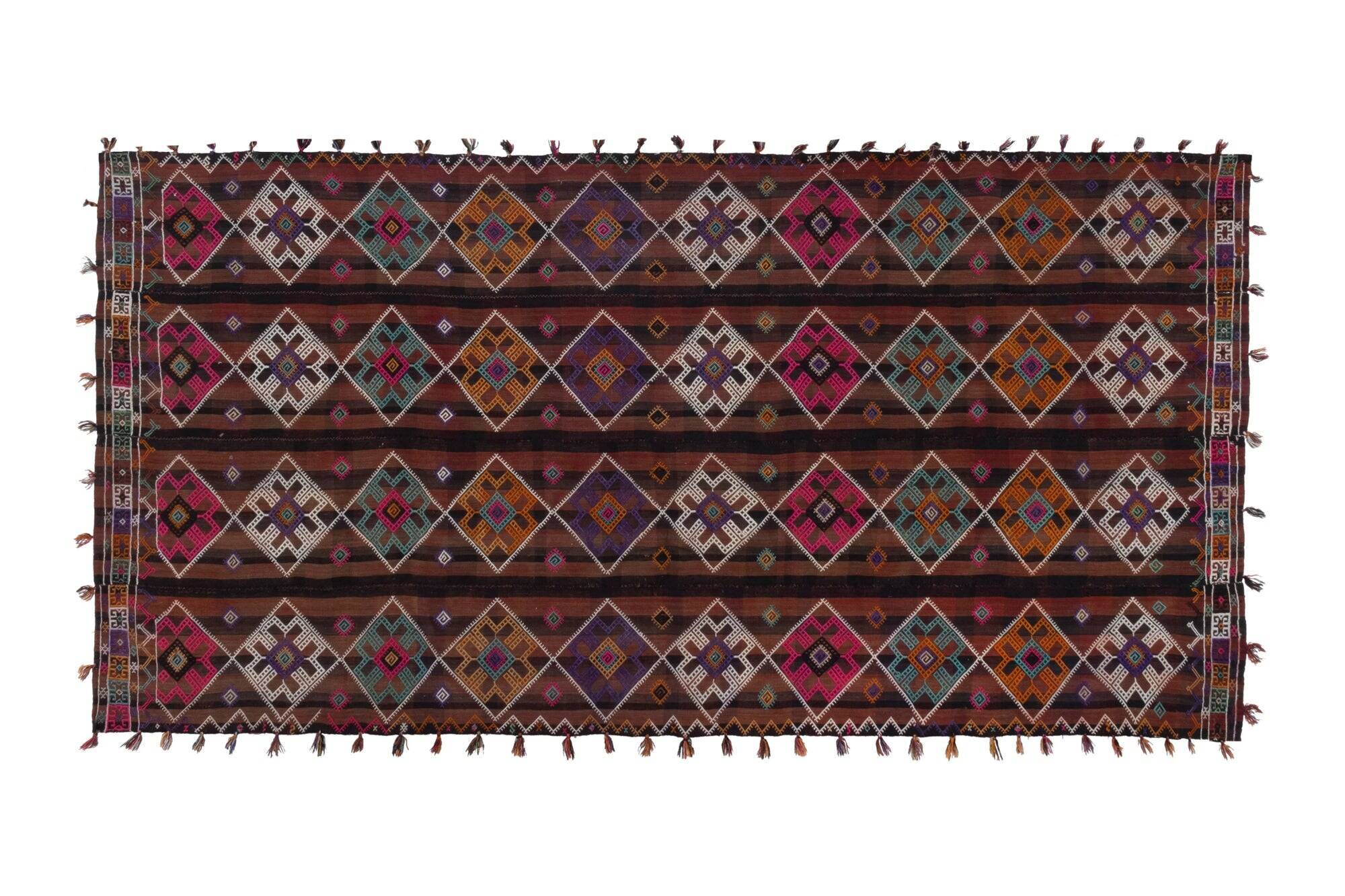 Vintage Turkish kilim, handwoven, 162x323 cm.
