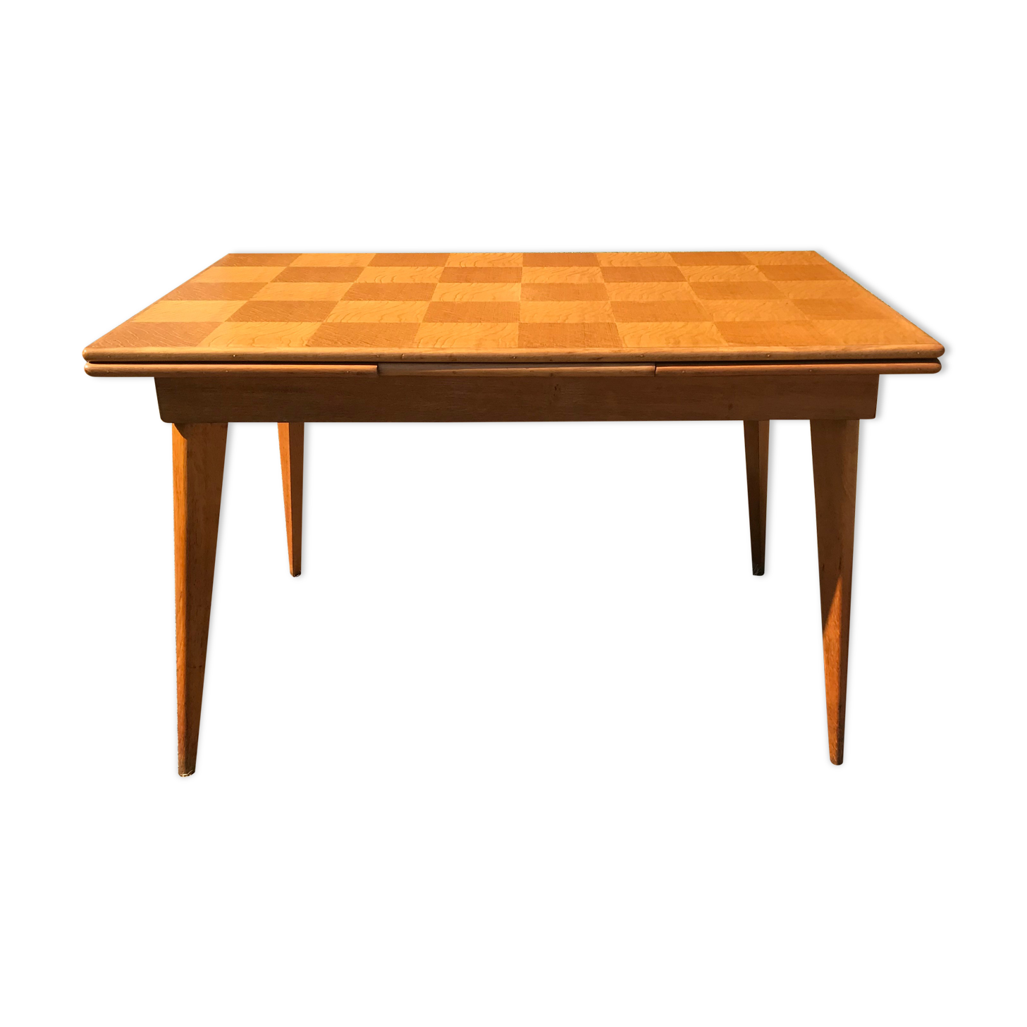 Vintage oak dining table compass legs