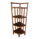 Corner shelf, corner unit, in wicker and wood